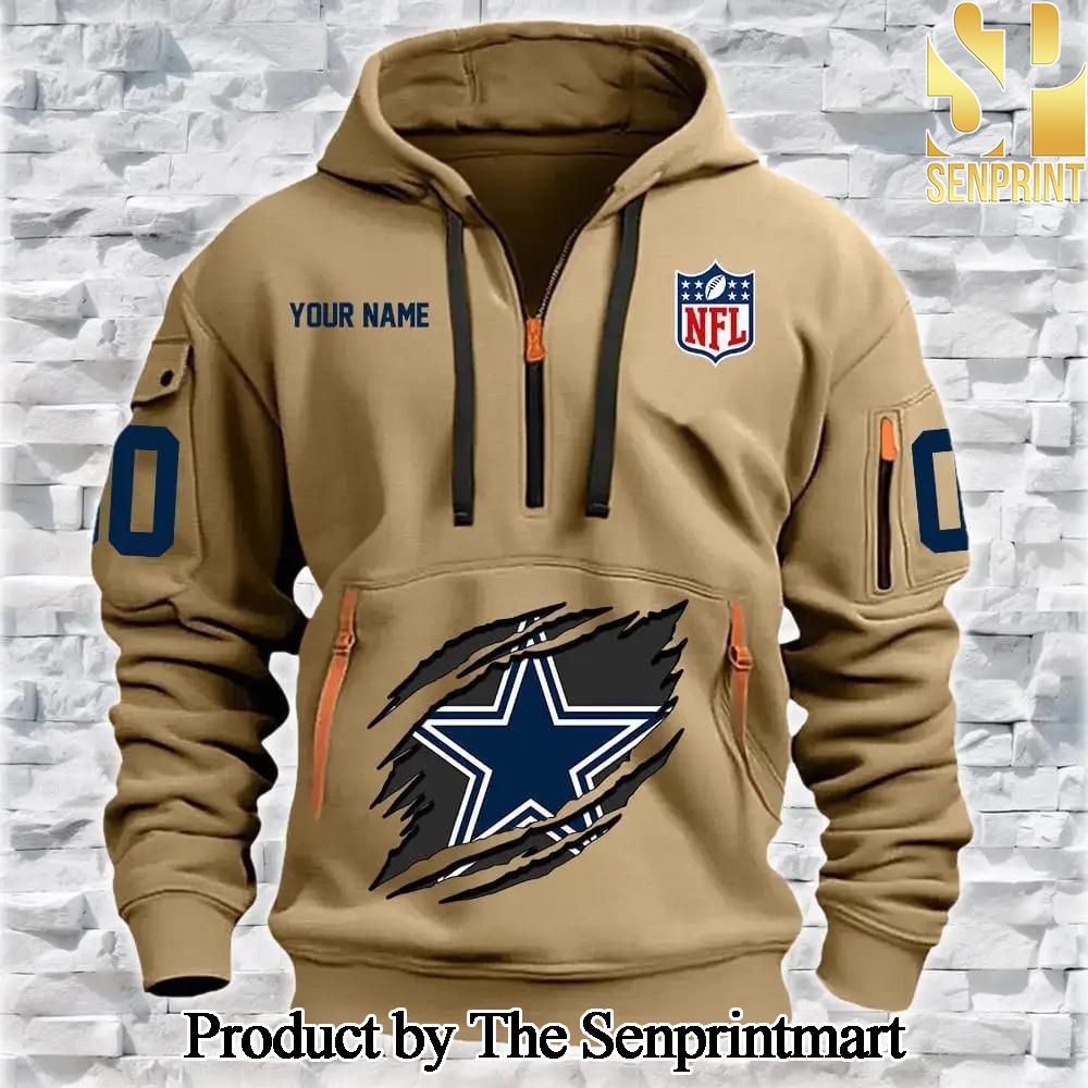 Dallas Cowboys New Fashion Full Printed Quarter Zip Hoodie SEN0743