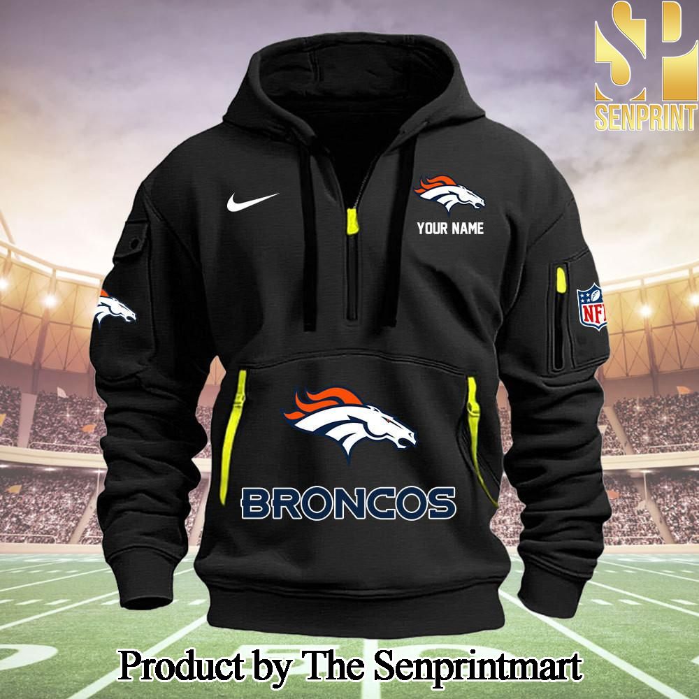 Denver Broncos Pattern All Over Printed Quarter Zip Hoodie SEN0715