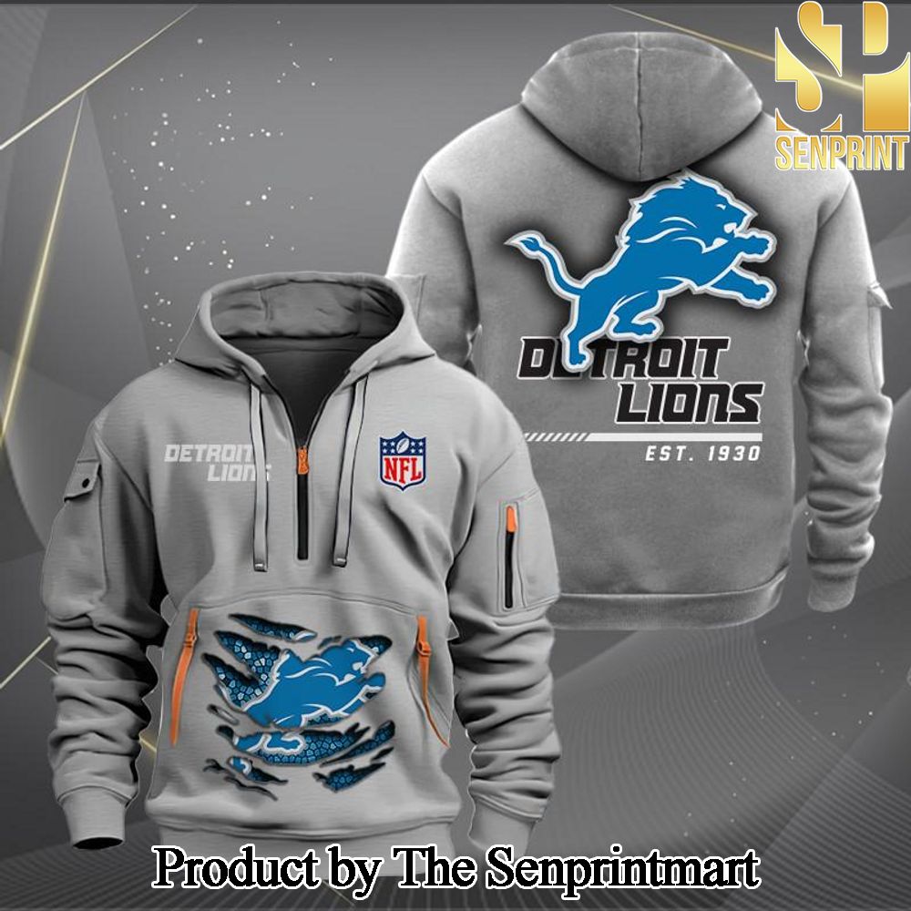 Detroit Lions 3D Full Print Quarter Zip Hoodie SEN0649