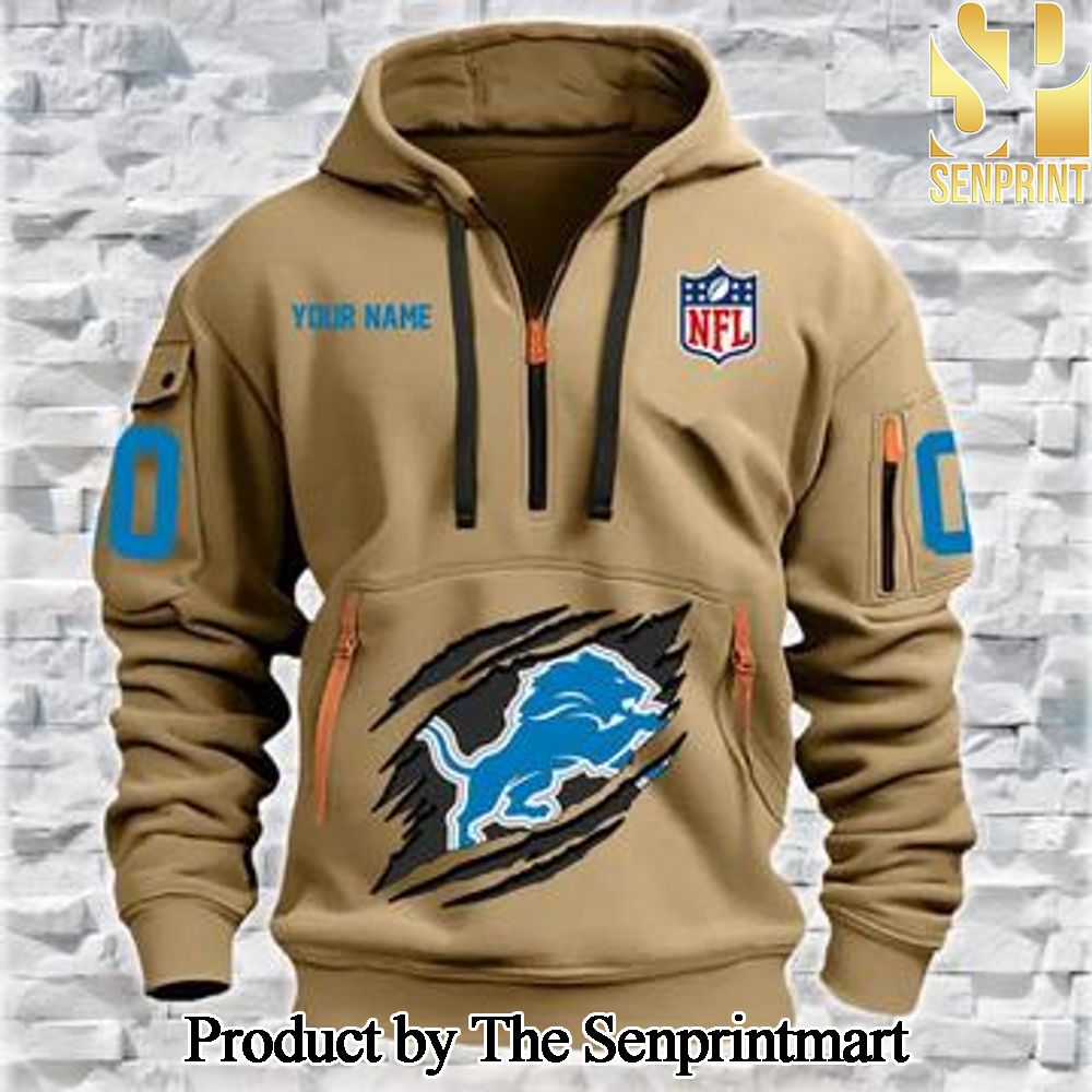 Detroit Lions Best Combo All Over Print Quarter Zip Hoodie SEN0747