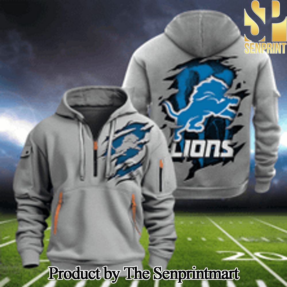 Detroit Lions Classic All Over Print Quarter Zip Hoodie SEN0661