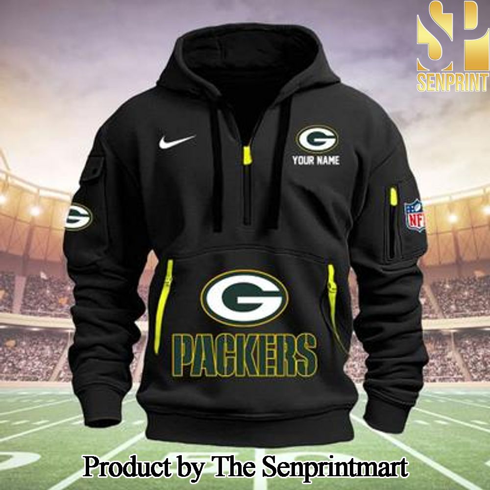 Green Bay Packers Casual Full Print Quarter Zip Hoodie SEN0705