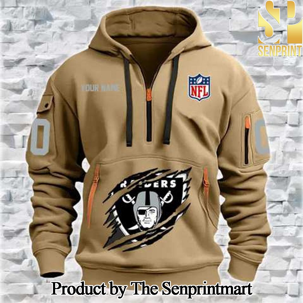 Las Vegas Raiders Hot Outfit All Over Print Quarter Zip Hoodie SEN0739