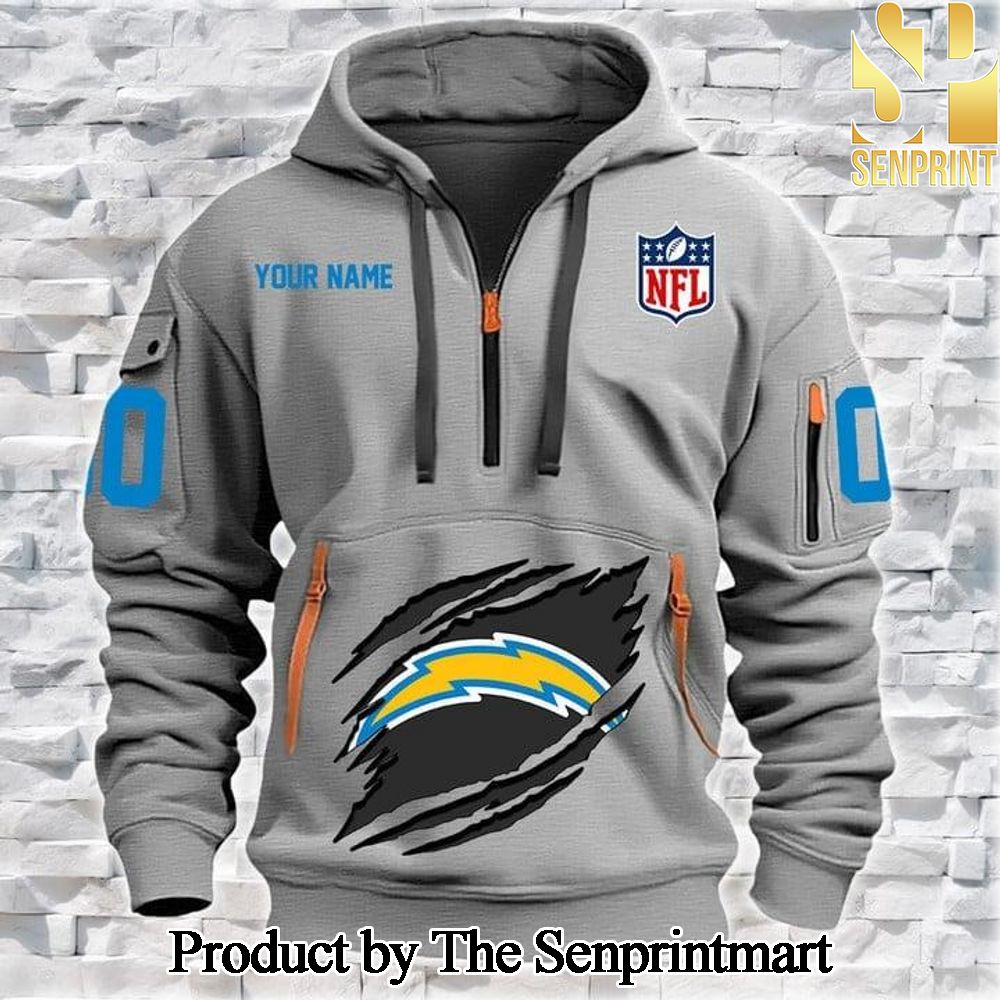 Los Angeles Chargers Full Printing Quarter Zip Hoodie SEN0729