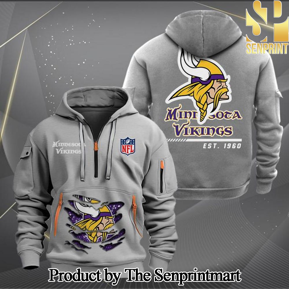 Minnesota Vikings Best Combo Full Printing Quarter Zip Hoodie SEN0639