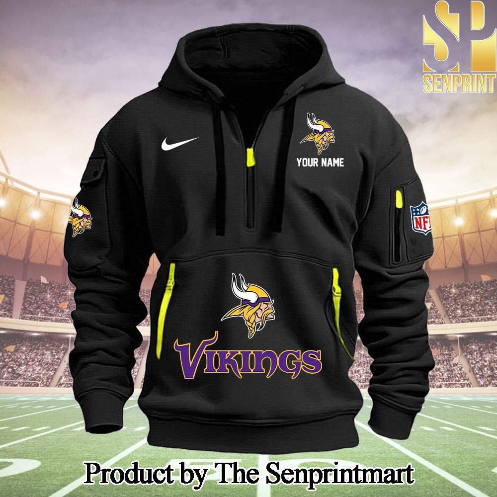 Minnesota Vikings Casual Full Printed Quarter Zip Hoodie SEN0706