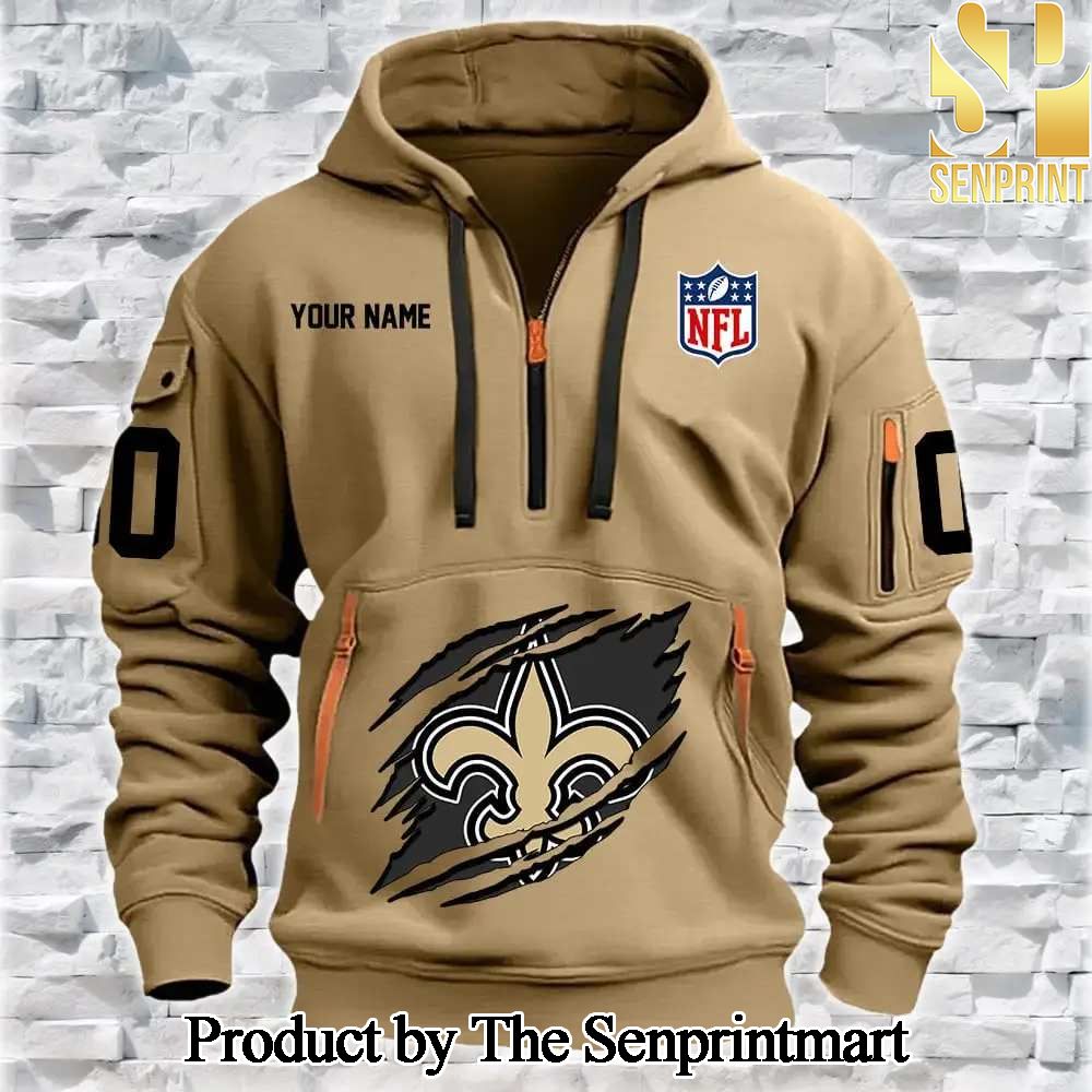 New Orleans Saints Hot Fashion 3D Quarter Zip Hoodie SEN0744