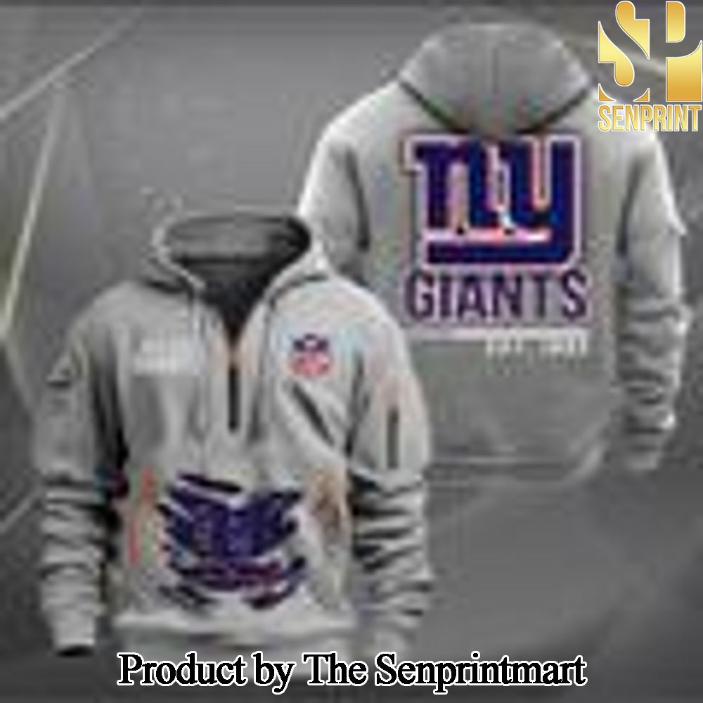 New York Giants Street Style All Over Print Quarter Zip Hoodie SEN0638