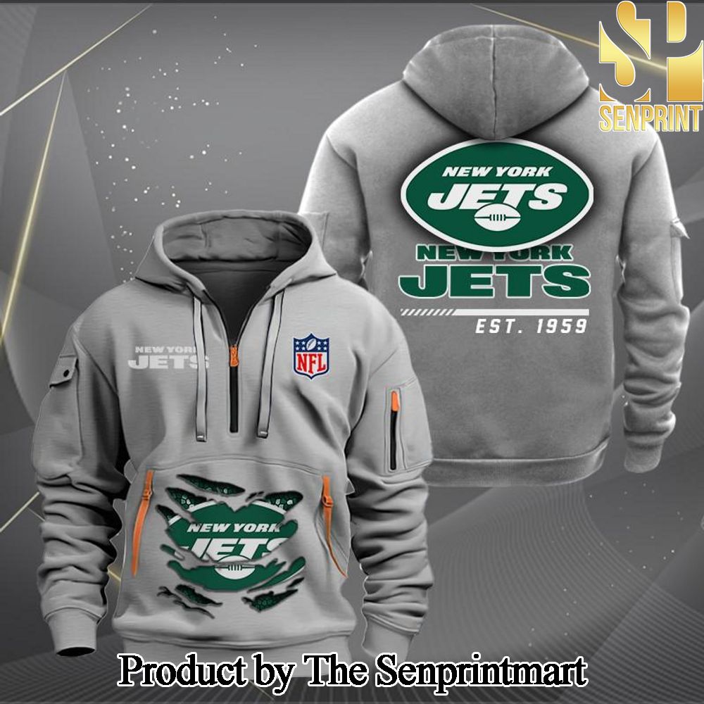 New York Jets Hot Fashion 3D Quarter Zip Hoodie SEN0637