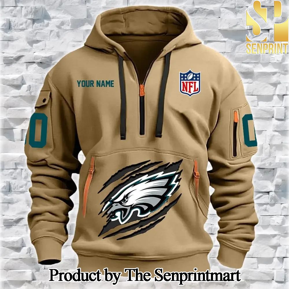 Philadelphia Eagles New Style Full Print Quarter Zip Hoodie SEN0736