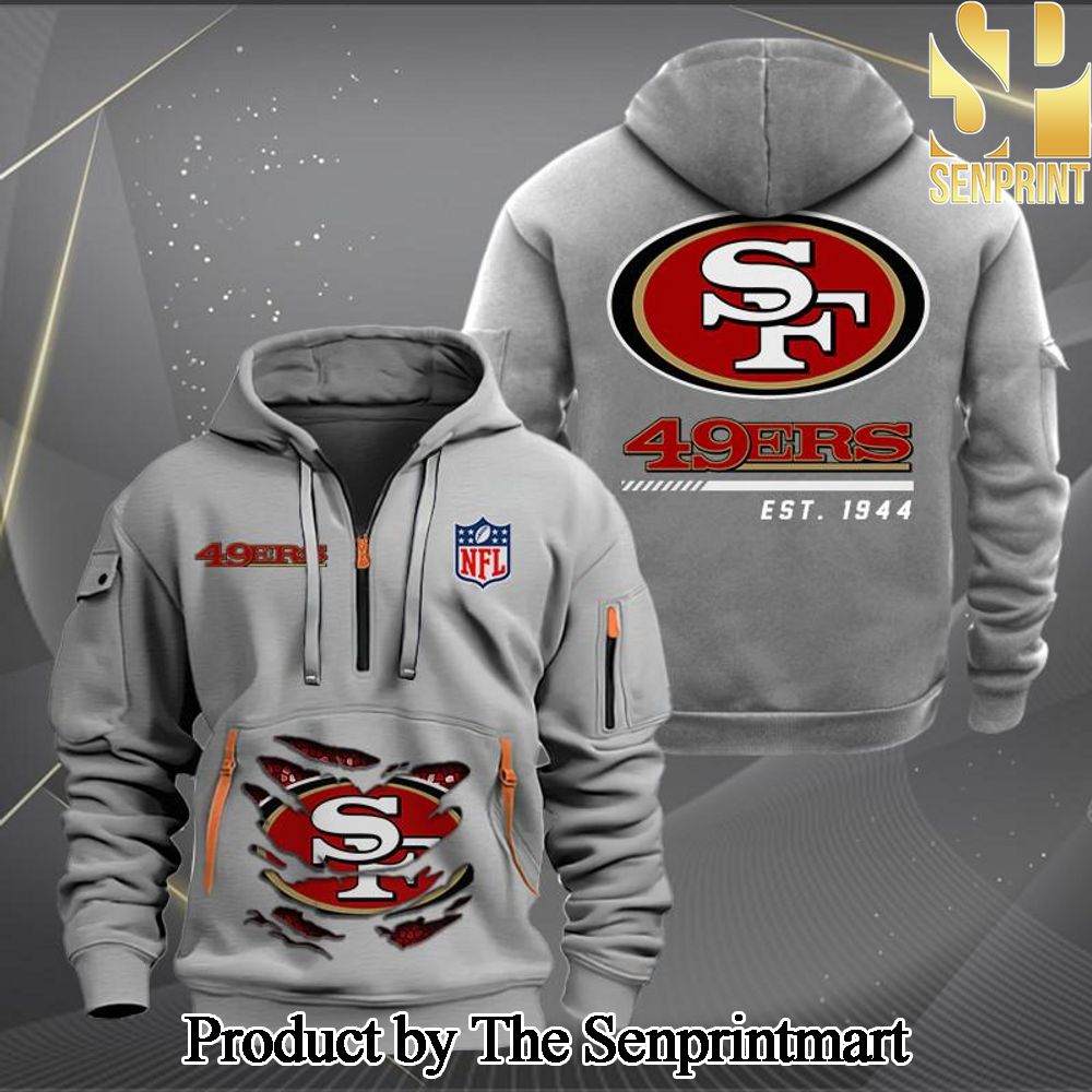 San Francisco 49ers Hot Version All Over Printed Quarter Zip Hoodie SEN0633