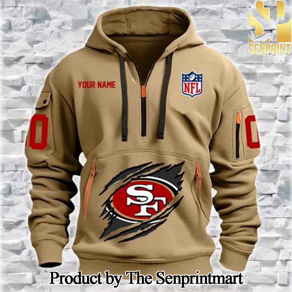 San Francisco 49ers Hot Version All Over Printed Quarter Zip Hoodie SEN0740