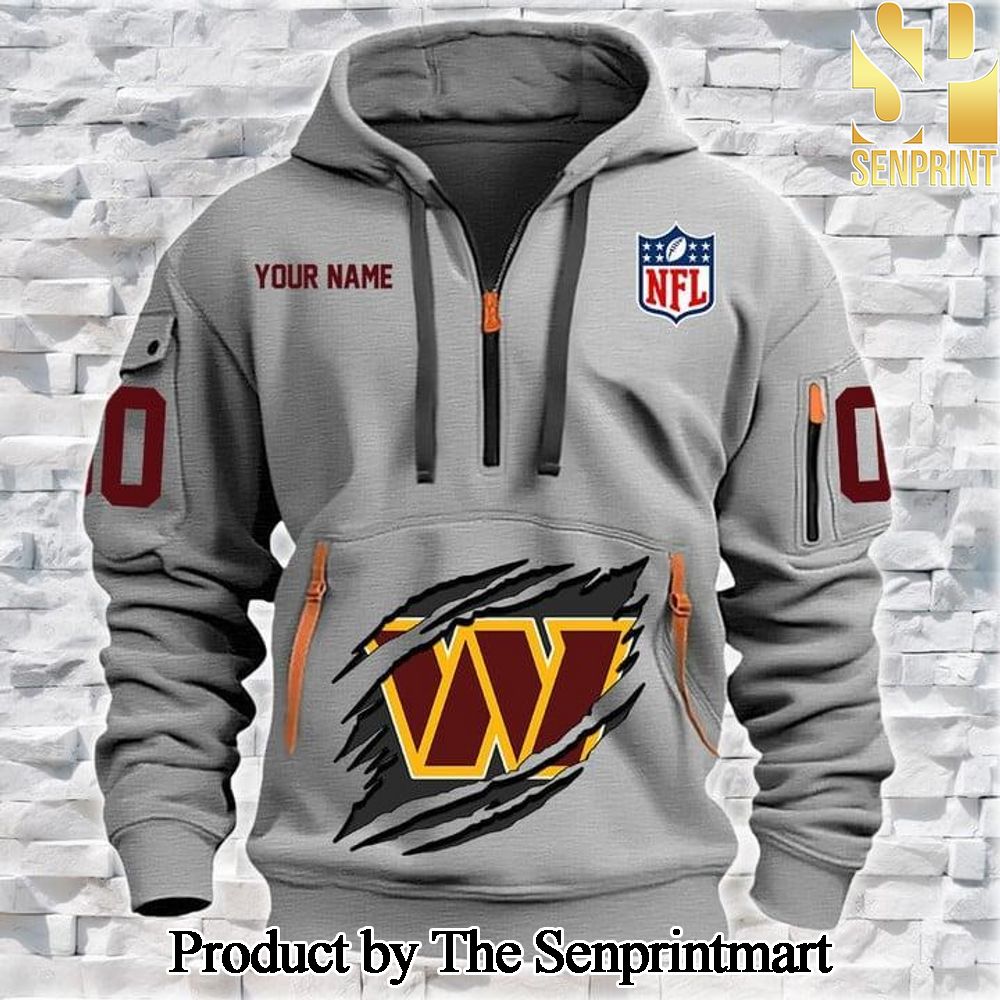 Washington Commanders Classic Full Printed Quarter Zip Hoodie SEN0660