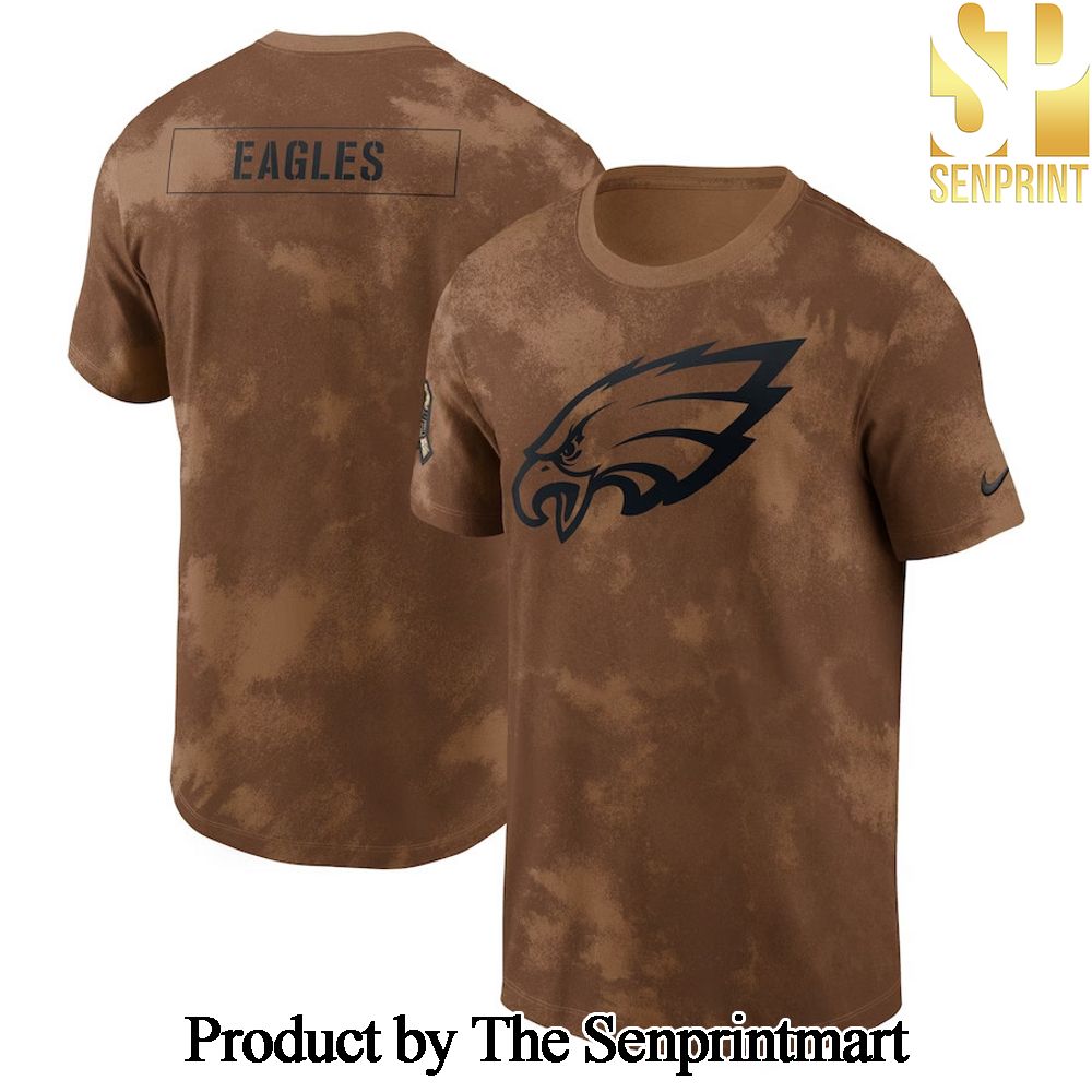 Brown Philadelphia Eagles Salute To Service For Sport Fan All Over Printed Shirt SEN0923