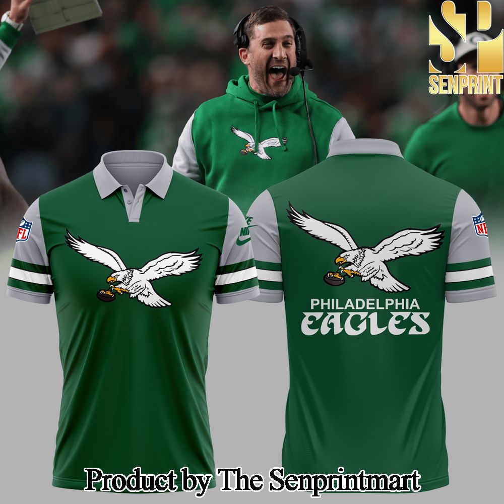 Coach Nicholas John Sirianni’s KELLY GREEN Polo For Sport Fans 3D Shirt SEN1004