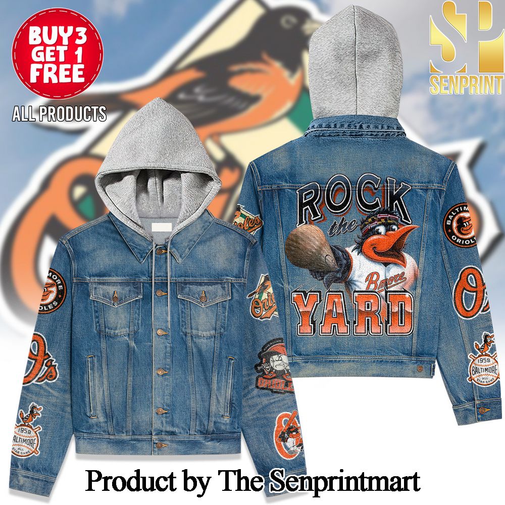 Baltimore Orioles For Fan Full Printing Hooded Denim Jacket SEN1813