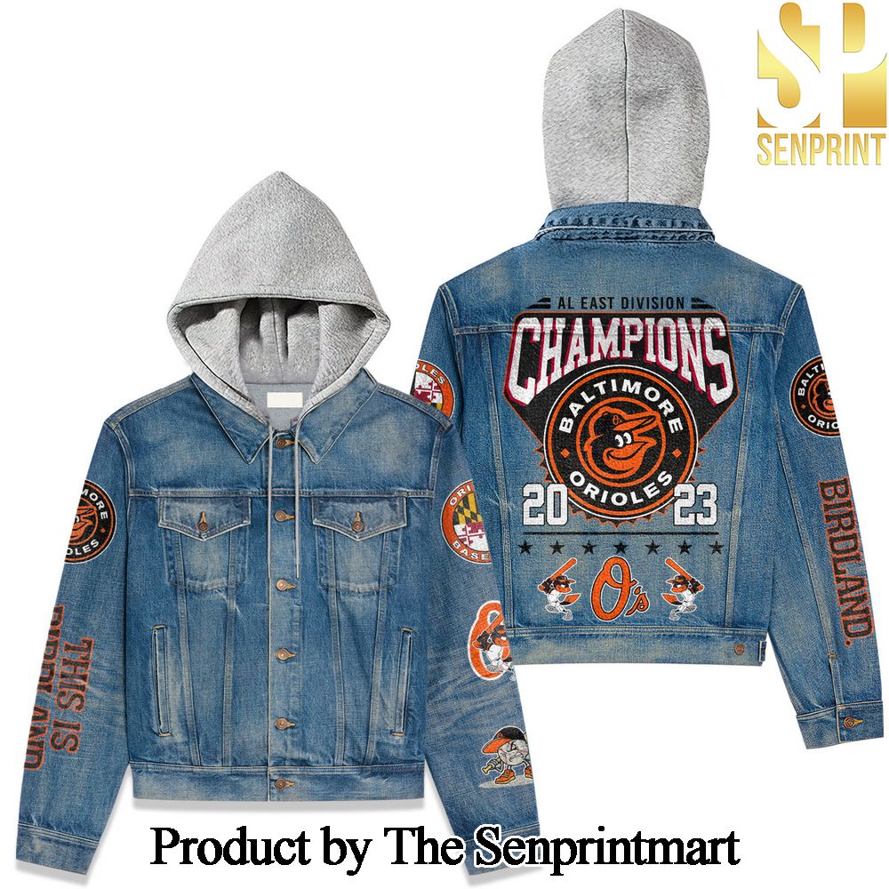 Baltimore Orioles For Fans Full Printing Hooded Denim Jacket SEN1814