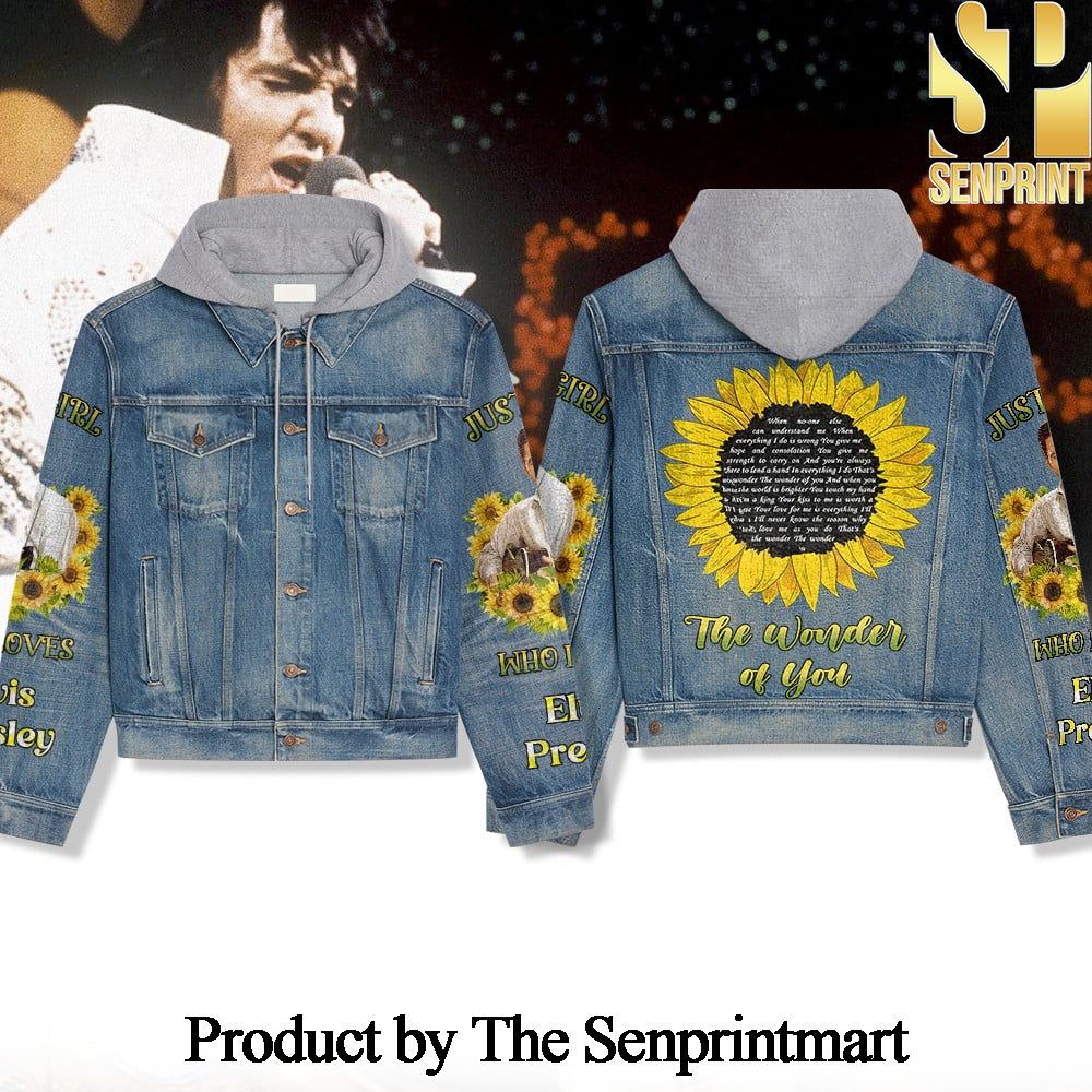 Elvis Presley For Sport Fan Full Printed Hooded Denim Jacket SEN1819