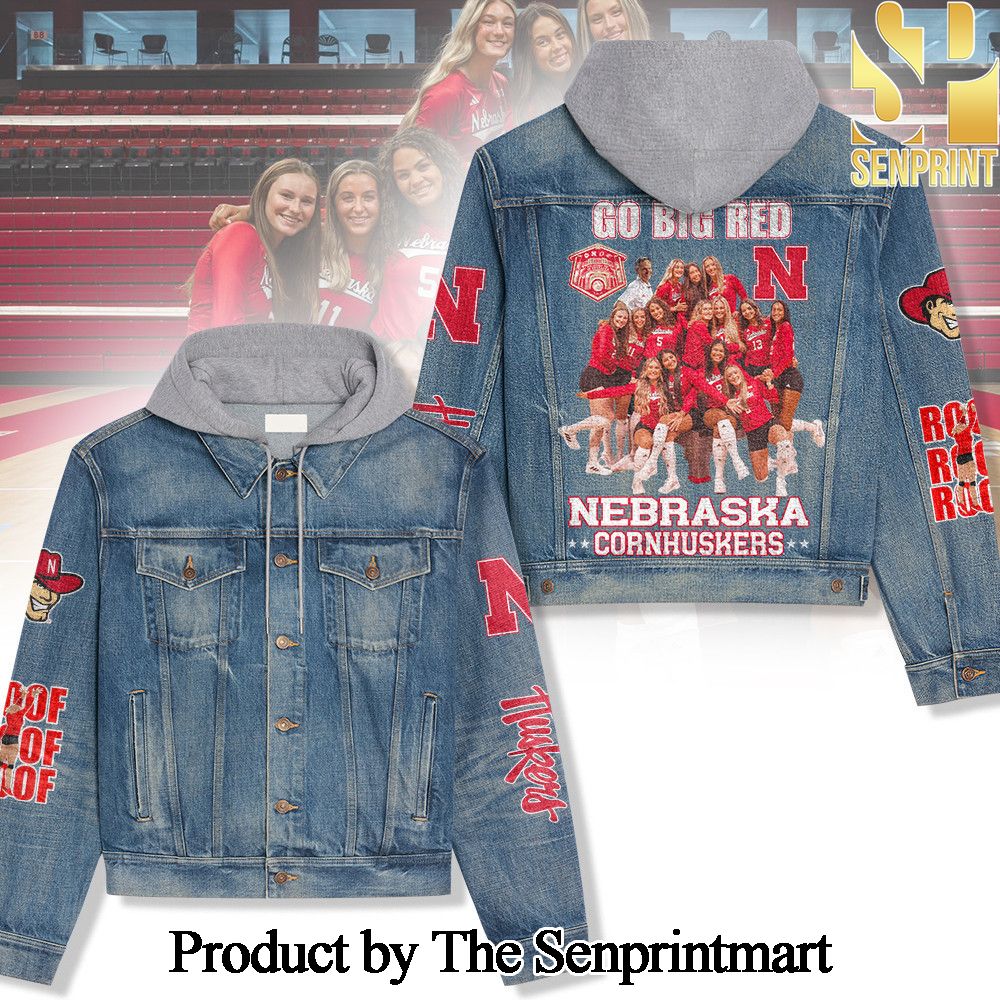 Nebraska Cornhuskers For Sport Fan All Over Printed Hooded Denim Jacket SEN1827