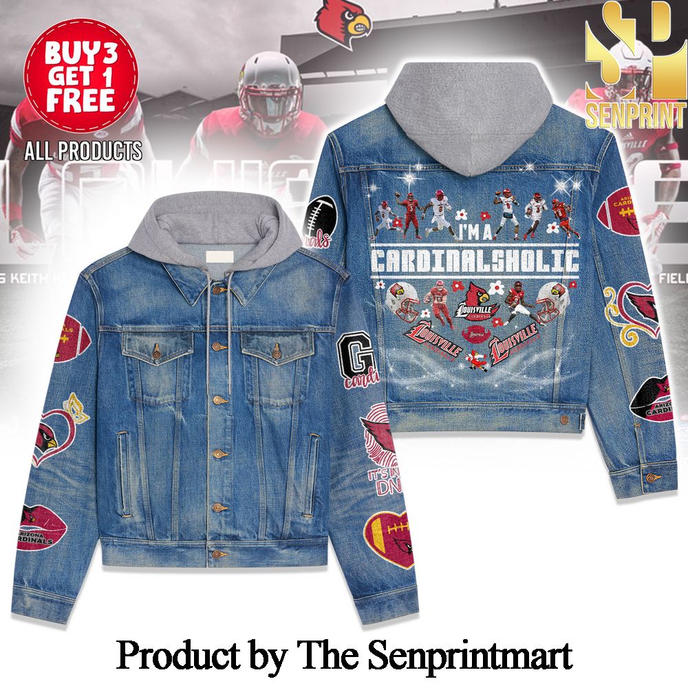 Arizona Cardinals Best Combo All Over Print Hooded Denim Jacket SEN1818