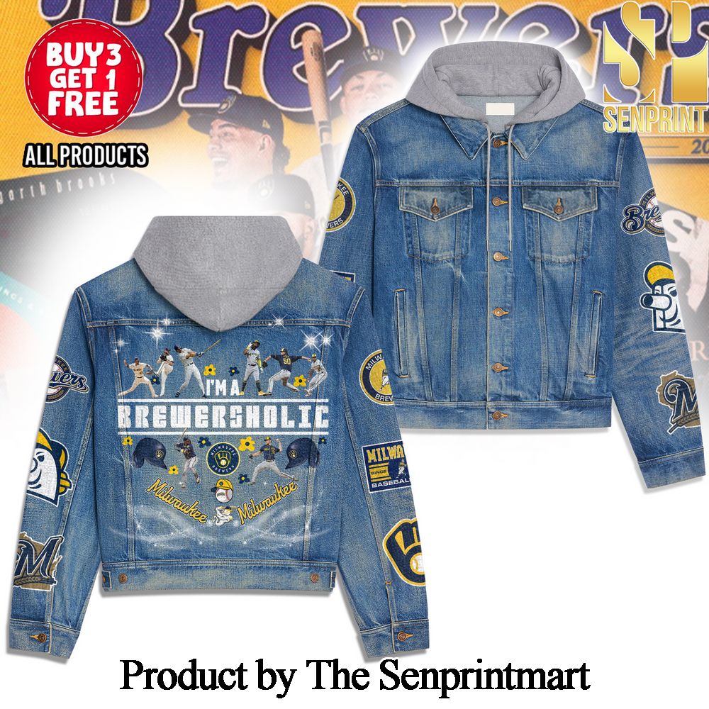 Milwaukee Brewers Best Combo Full Printing Hooded Denim Jacket SEN1817