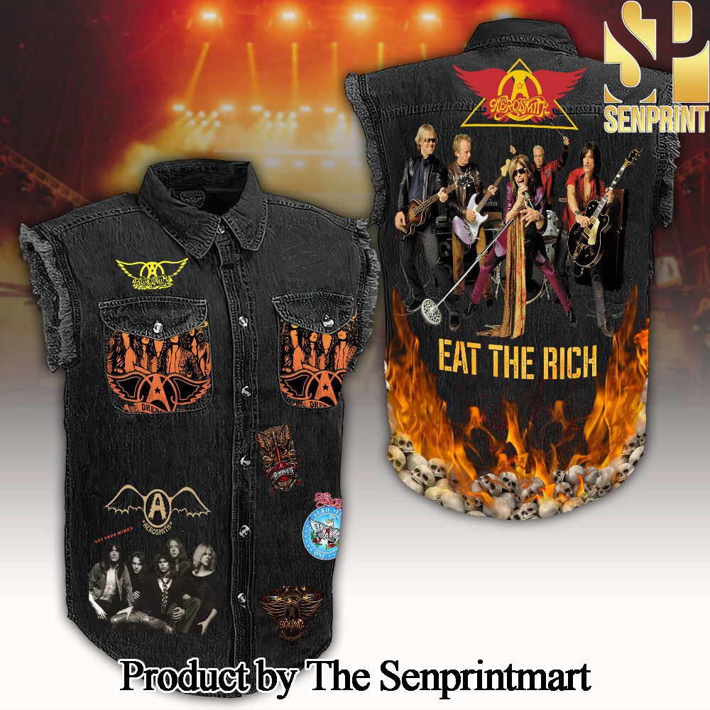 Aerosmith Pattern Sleeveless Cutoff Jacket SEN1735