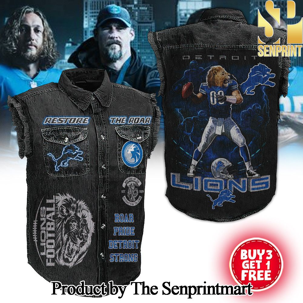 Detroit Lions Hot Fashion Sleeveless Cutoff Jacket SEN1720