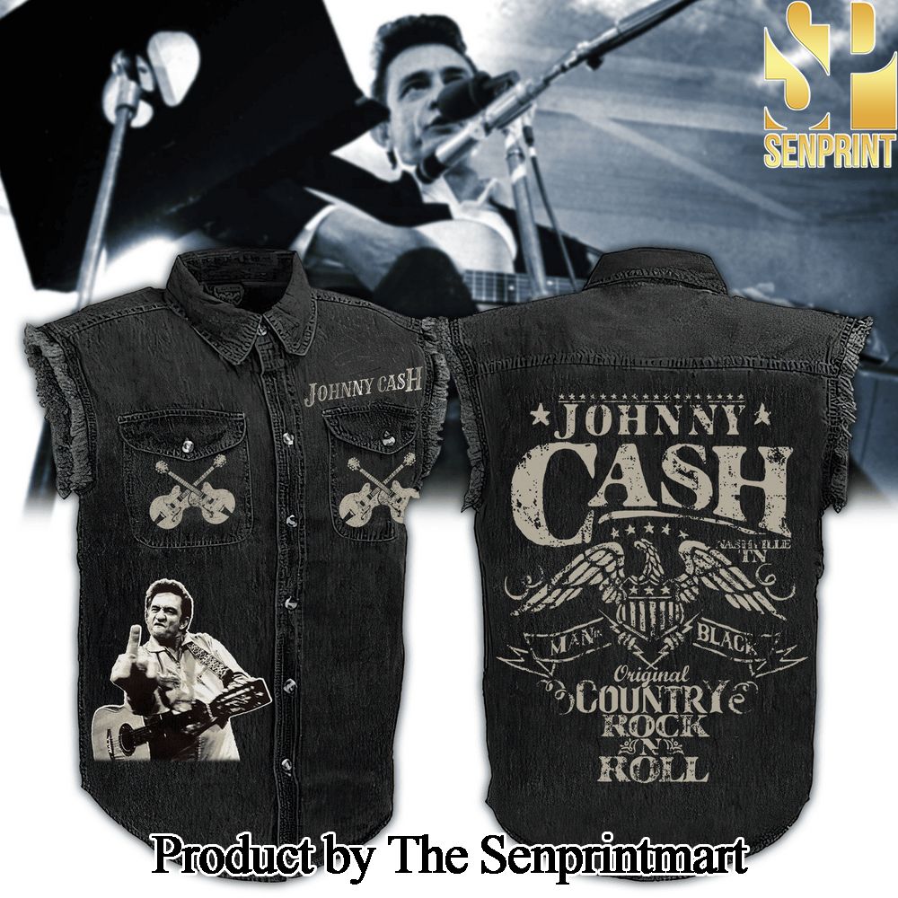 Johnny Cash Cool Version Sleeveless Cutoff Jacket SEN1747