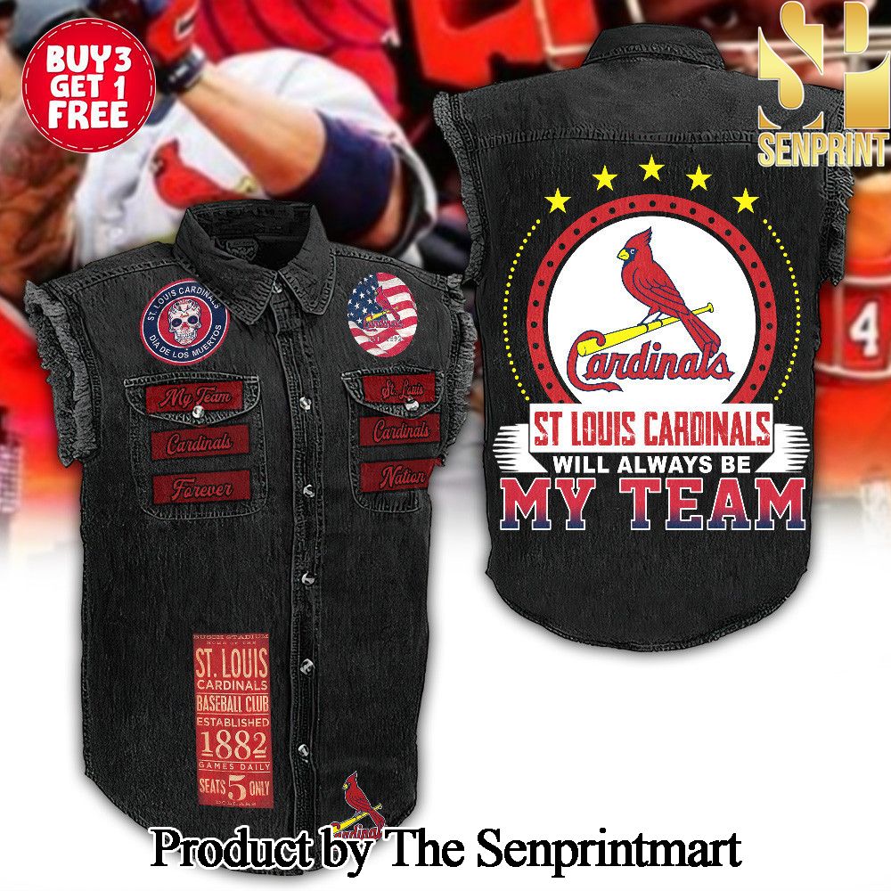 St Louis Cardinals Full Printed Sleeveless Cutoff Jacket SEN1724