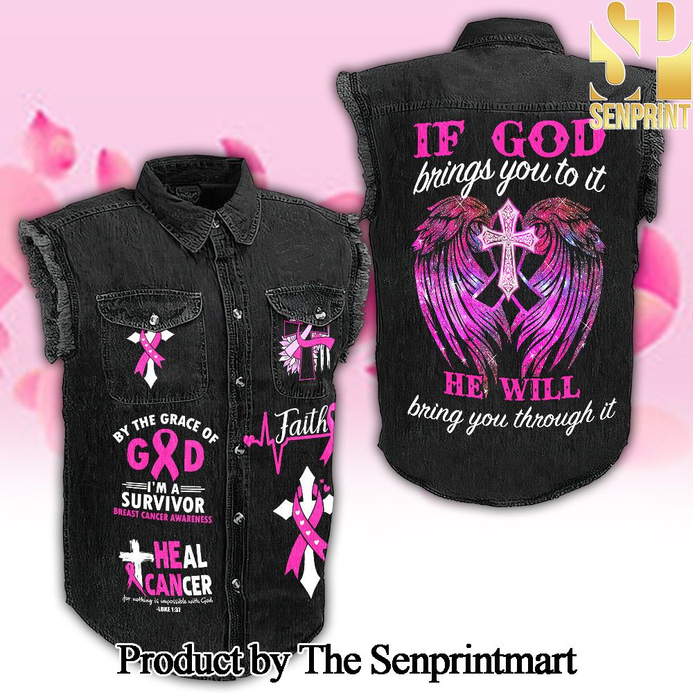 The Breast Cancer Awareness Month Hot Version Sleeveless Cutoff Jacket SEN1717