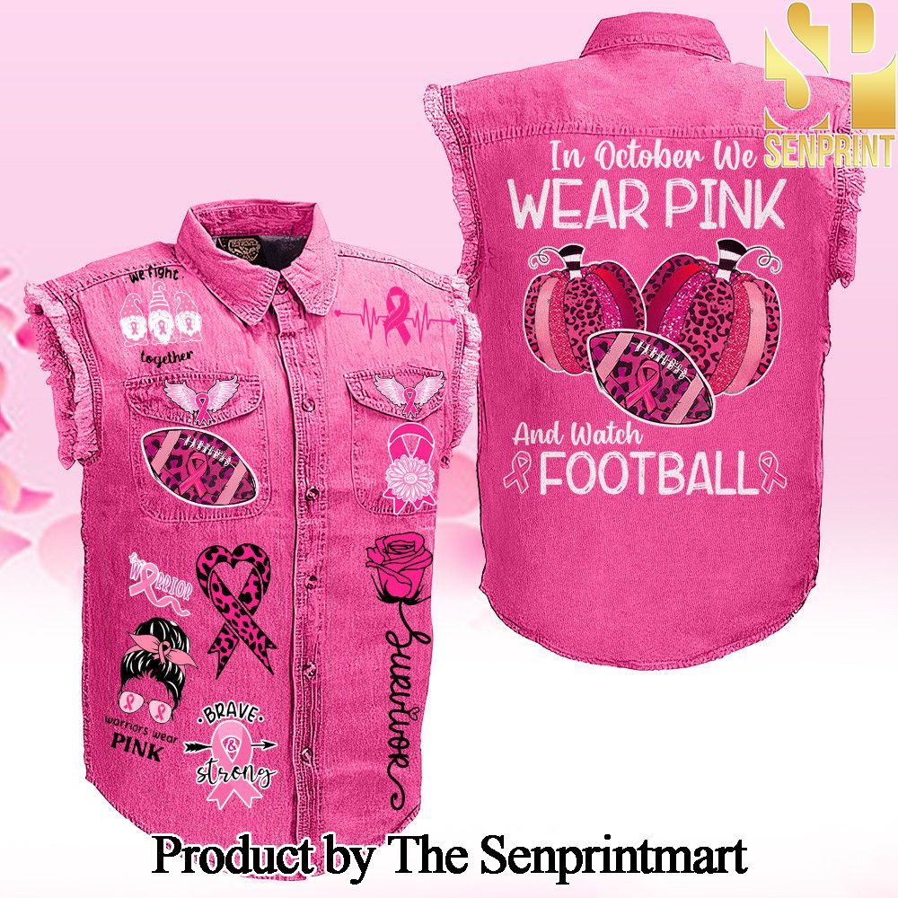 The Breast Cancer Awareness Month New Style Sleeveless Cutoff Jacket SEN1713