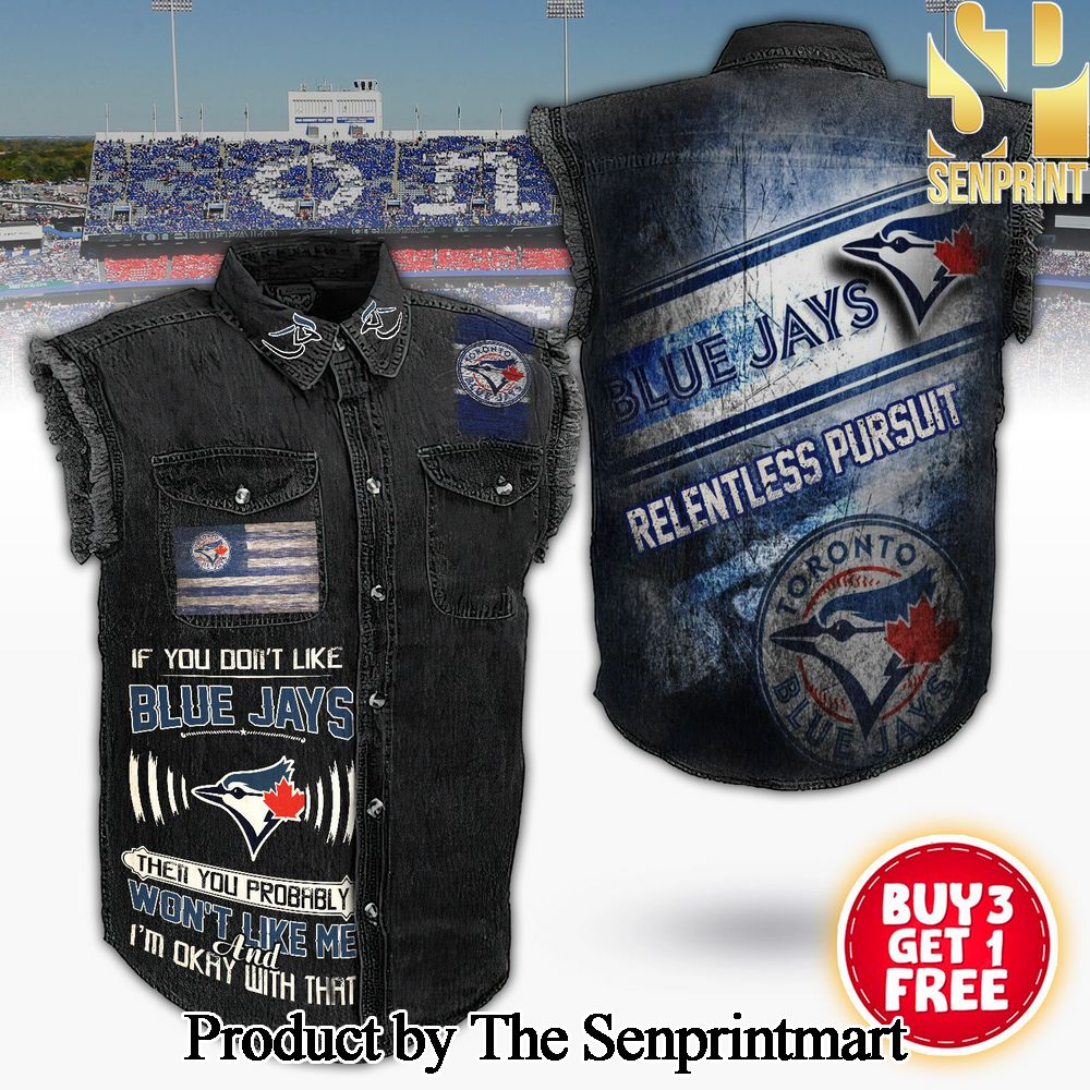 Toronto Blue Jays Full Print Sleeveless Cutoff Jacket SEN1723