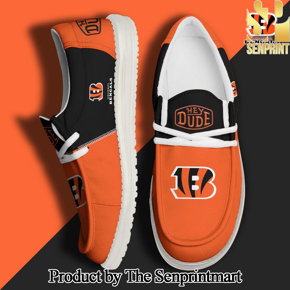 Cincinnati Bengals Football Hey Dude Canvas Loafer Shoes Custom Your Name Gifts For Fans SEN2429