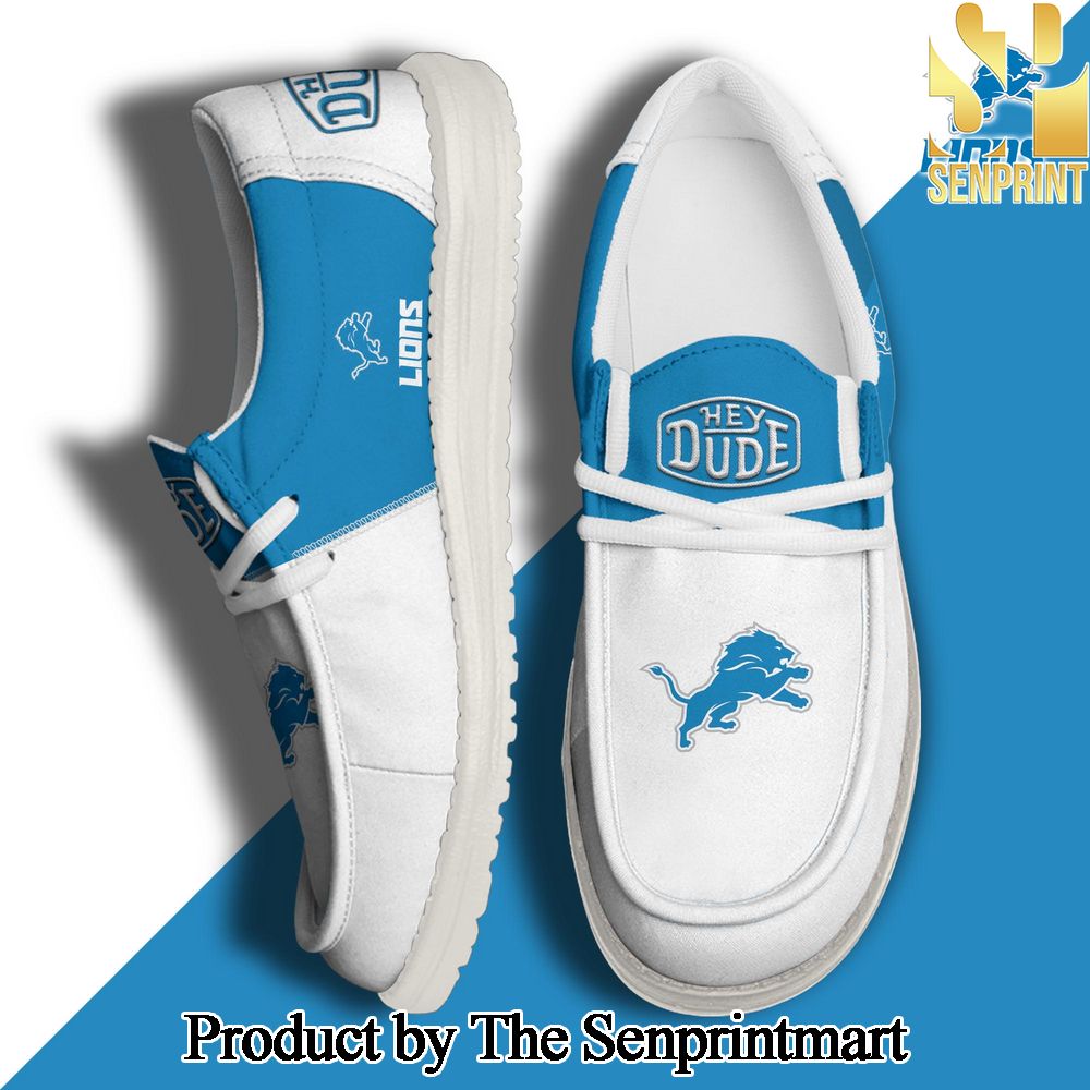 Detroit Lions Football Hey Dude Canvas Loafer Shoes Custom Your Name Gifts For Fans SEN2422