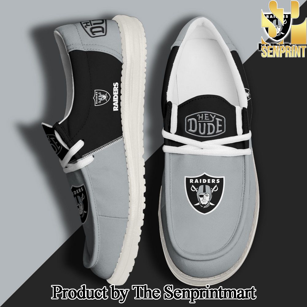 Las Vegas Raiders Football Hey Dude Canvas Loafer Shoes Custom Your Name Gifts For Fans SEN2415