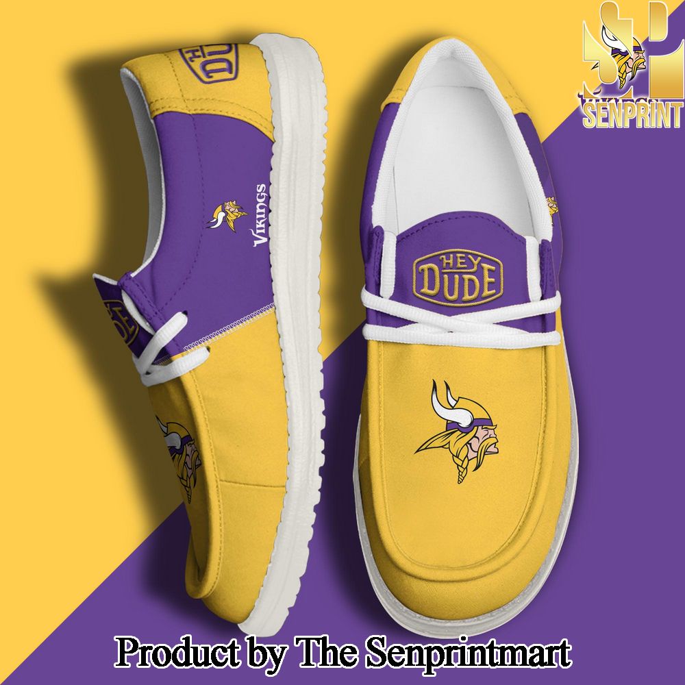 Minnesota Vikings Football Hey Dude Canvas Loafer Shoes Custom Your Name Gifts For Fans SEN2412