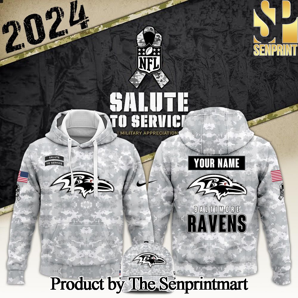 Baltimore Ravens Arctic Camo 2024 Salute to Service Club Version 2024 For Sport Fan Hoodie SEN0219