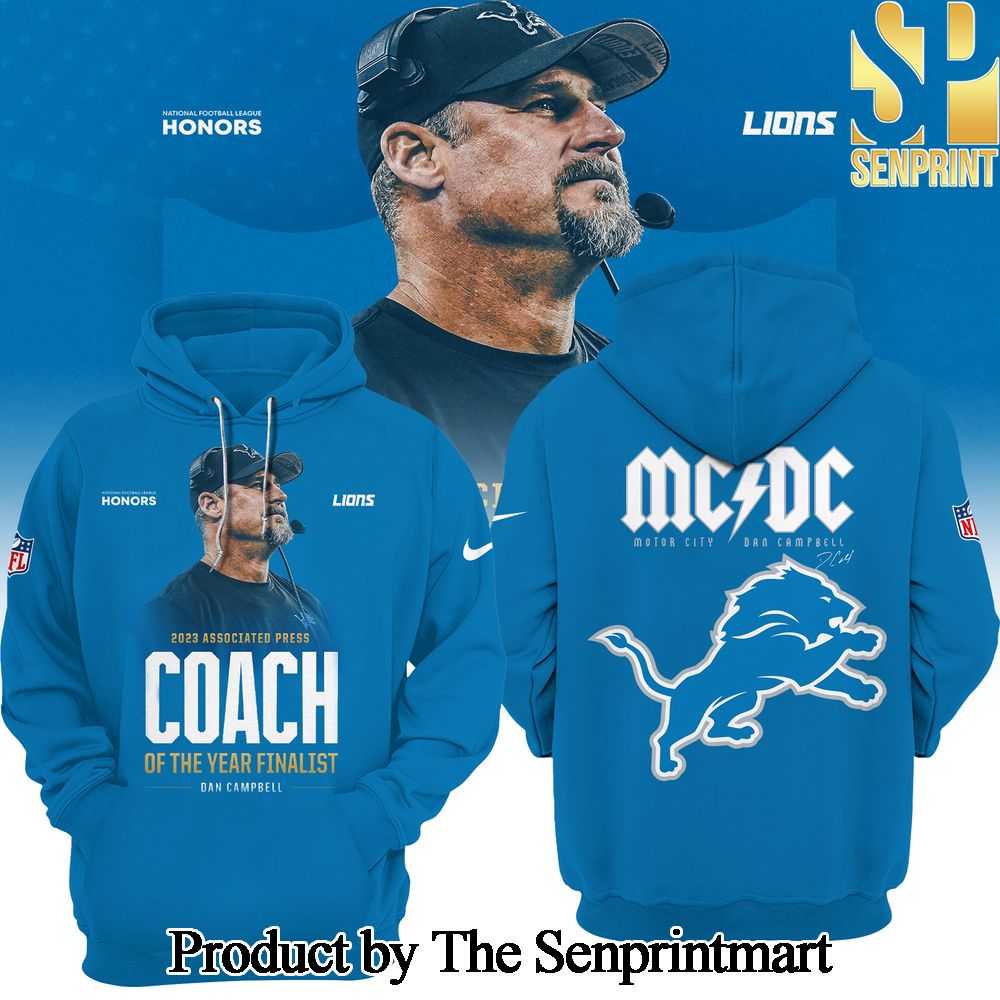 Detroit Lions Coach Dan Campbell 2023 NFC Coach Of The Year New Style Full Print Hoodie SEN0342