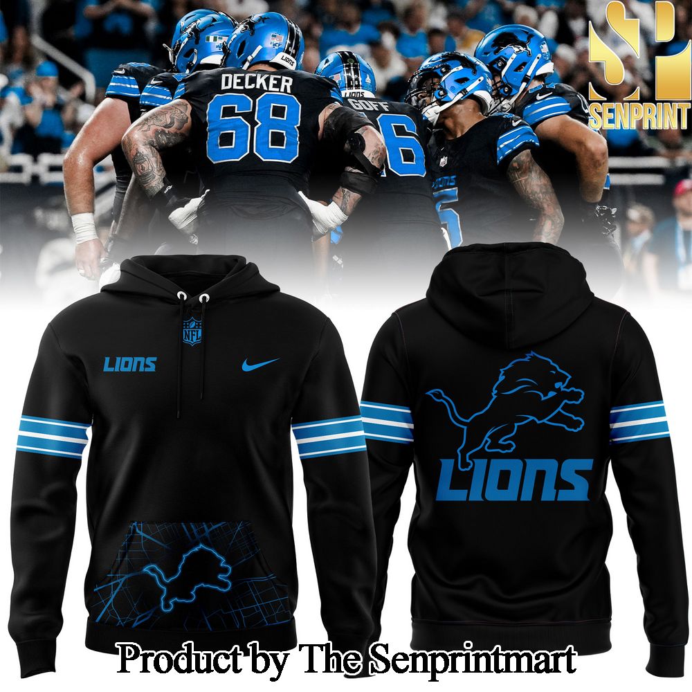 Detroit Lions Dark Knights New Style Full Print Hoodie 2024 SEN0329