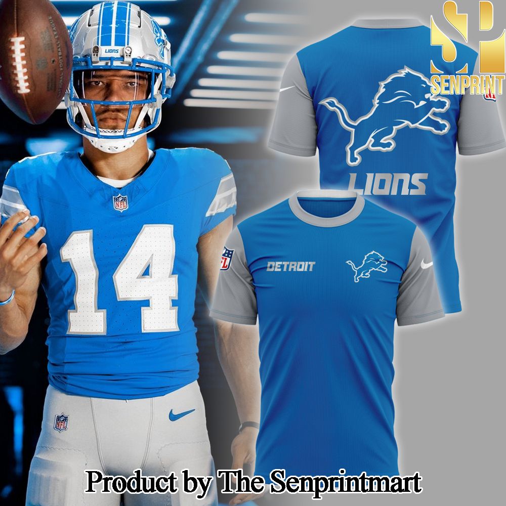 National Football League Detroit Lions 2024 Blue Throwback The Classic Ver2 Limited TShirt SEN0450