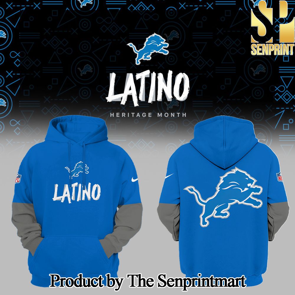 National Football League Detroit Lions Blue Latino Heritage 2024 Sideline Club Pullover Hoodie SEN0437