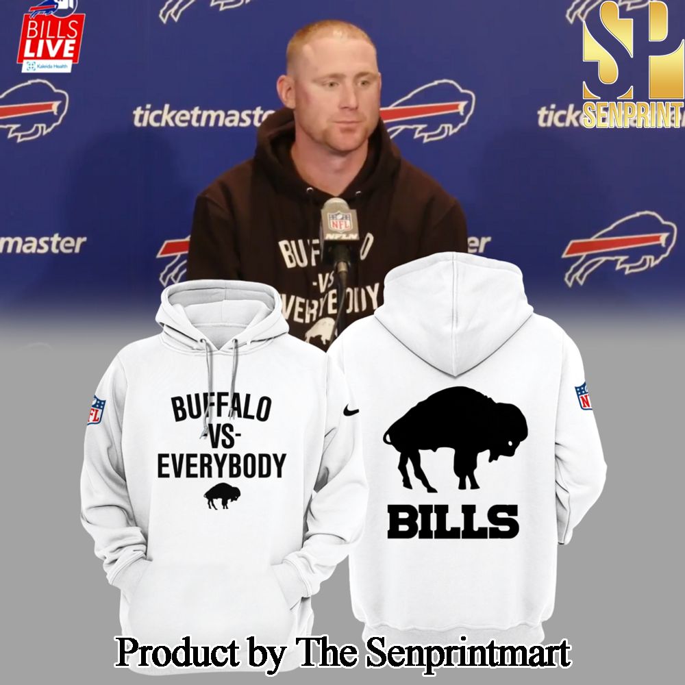 Buffalo Bills vs Everybody For Sport Fans All Over Printed White Hoodie SEN0531