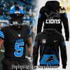 Black Detroit Lions Alternate Helmet Pullover Zip Hoodie SEN0710