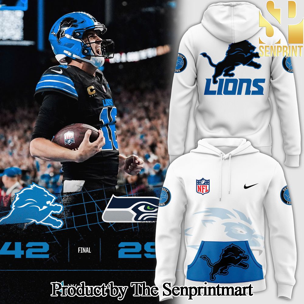 Blue Detroit Lions Alternate Helmet Pattern Full Printed Pullover Hoodie SEN0717