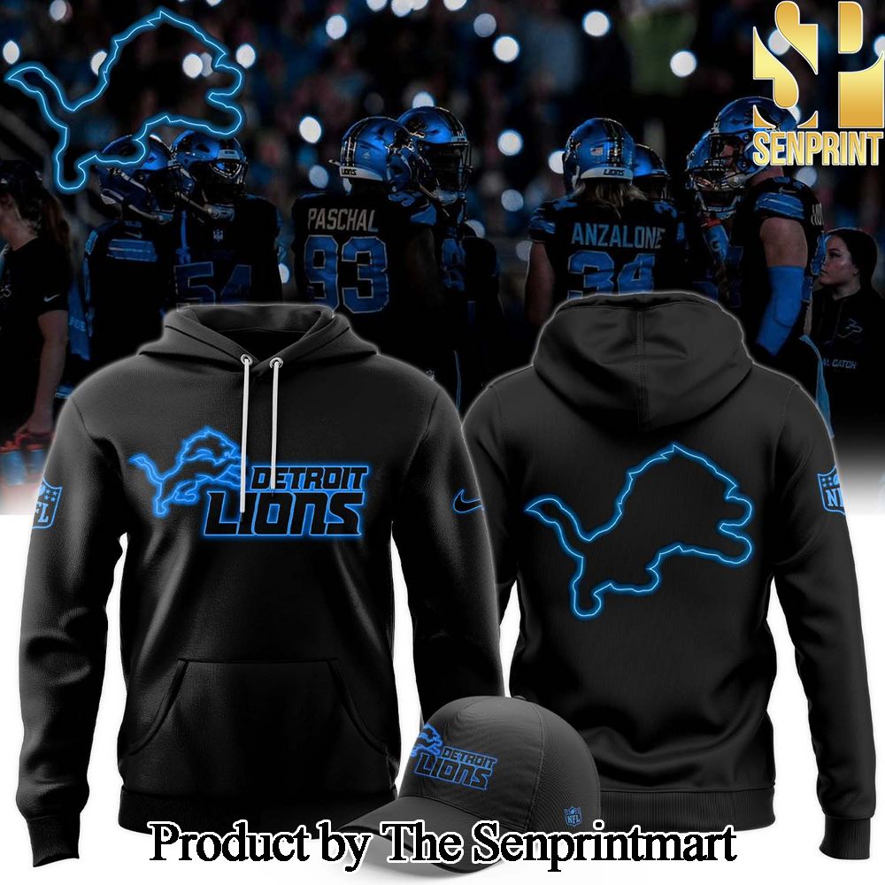 Blue Detroit Lions Alternate Helmet Pattern Full Printed Pullover Hoodie SEN0718