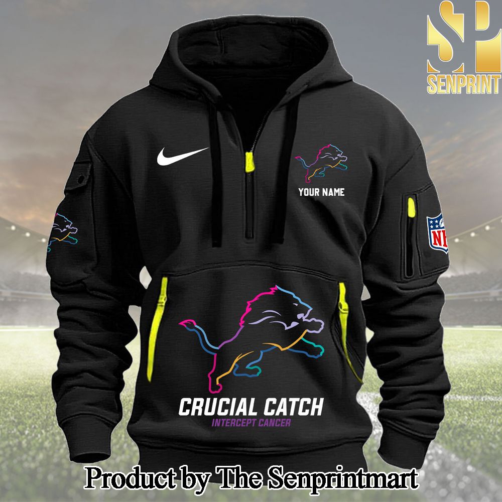 Detroit Lions 2024 NFL Crucial Catch Heavy Hoodie Custom Name SEN0720