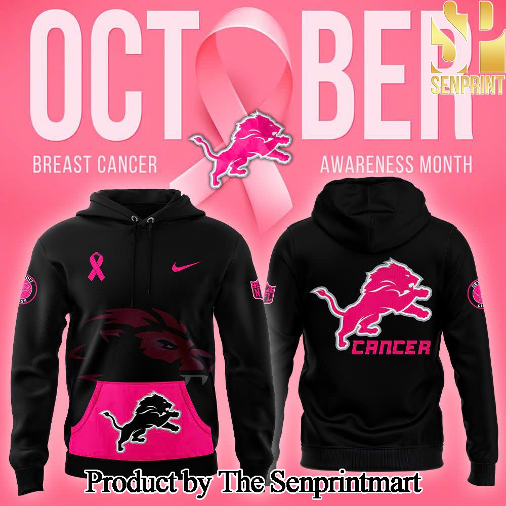 Detroit Lions and Women’s Breast Cancer Awareness Crucial Catch Fanfare Hoodie – Black Pink SEN0726