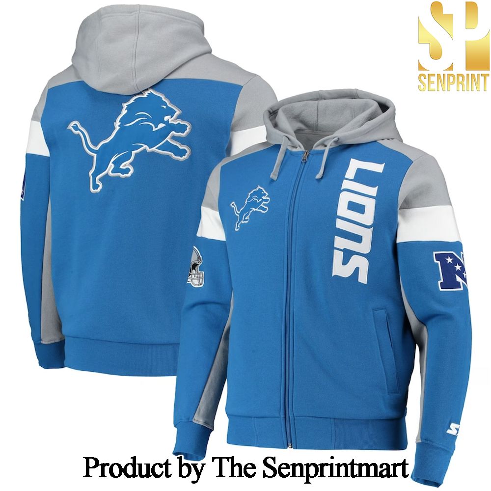 Detroit Lions L Football team zip For Fans Full Printing Hoodie SEN0689