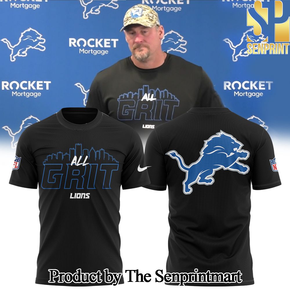 Detroit Lions L NFL 2024 ALL GRIT For Sport Fans All Over Printed Tee SEN0631