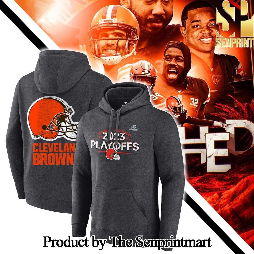 Cleveland Browns NFL Heather Charcoal NFL Playoffs Unique All Over Printed Hoodie SEN0741